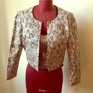 Crop metallic floral jacket